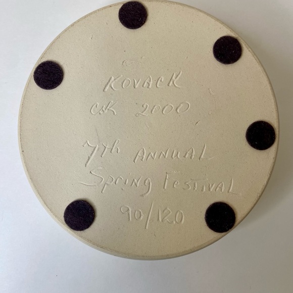 Kovack pottery bowl and trinket dish with lid Seagrove NC 3 piece signed - Picture 5 of 12